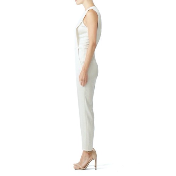Theory Ivory Jumpsuit Ramaline Shiny Chic Elegant - Picture 3 of 8